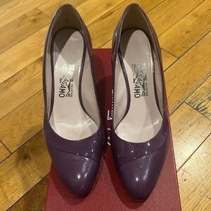 Purple Patent Salvatore Ferragamo Pumps